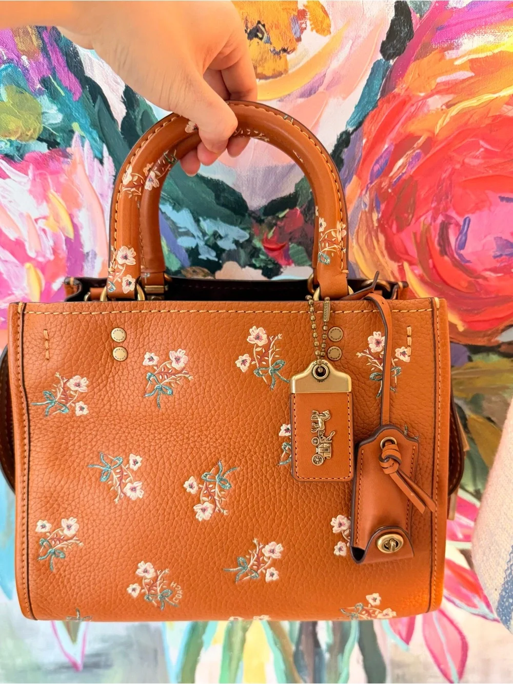 💯 Authentic RARE COACH Rogue 25 Floral Leather Tote Bag
